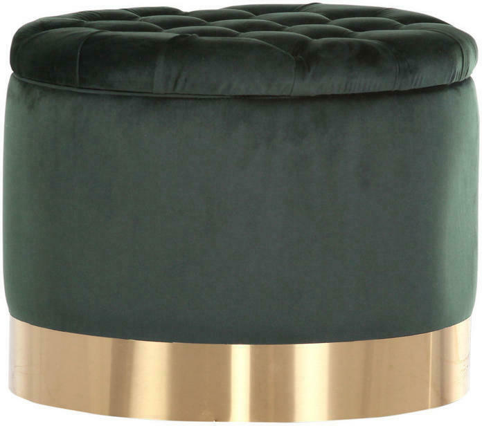 Hocker in Metall, Textil Grün