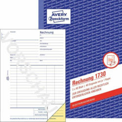 AVERY Zweckform Rechnungsbuch 2x40 Bl. ”1730” A5 weiß