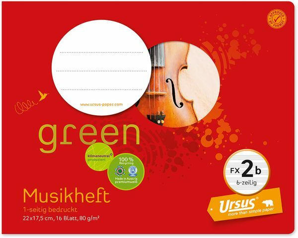 URSUS GREEN Musikheft 22 x 17,5 cm ”FX2b” 16 Blatt rot