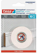 PAGRO DISKONT TESA doppelseitiges Montageband für Tapeten und Putz 1,5 m x 19 mm weiß