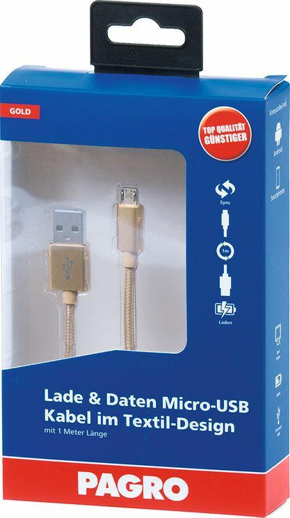 PAGRO Lade & Daten Micro-USB Kabel 1 m gold