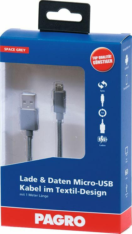 PAGRO Lade & Daten Micro-USB Kabel 1 m spacegrau