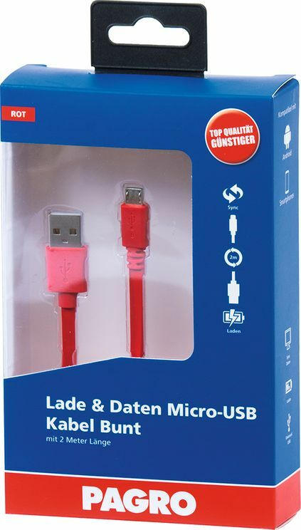 PAGRO Lade & Daten Micro-USB Kabel 2 m rot