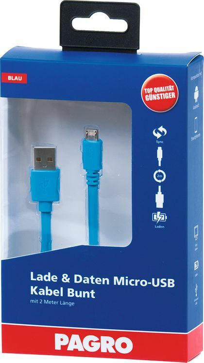 PAGRO Lade & Daten Micro-USB Kabel 2 m blau