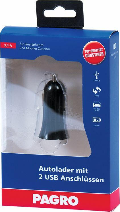 PAGRO Autolader mit 2 USB Anschlüssen schwarz