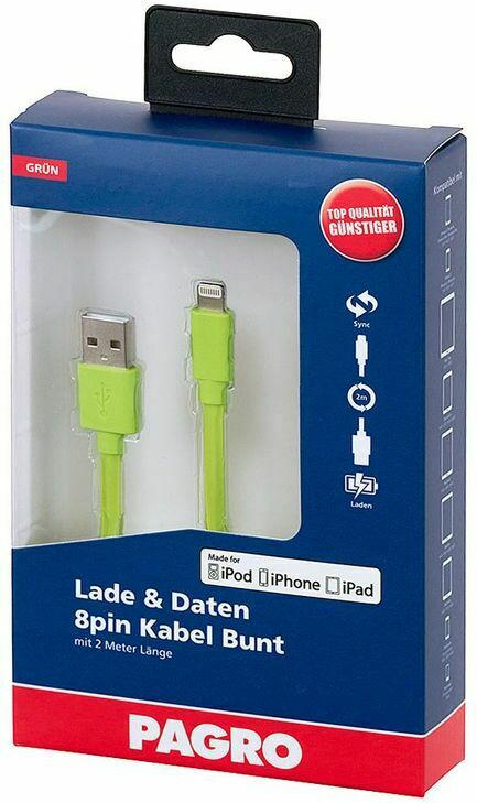 PAGRO Lade & Daten Lightning 8pin Kabel 2 m grün