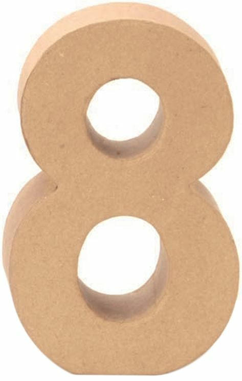 Papp-Zahl ”8” 17,5 cm natur
