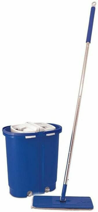 MEDIASHOP Mikrofaser-Mopp mit Doppelkammer-Eimer ”Livington Touchless Mop”