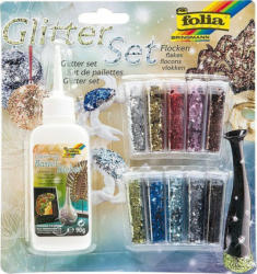 FOLIA Glitter-Set ”Flocken” 10 Stück mehrere Farben