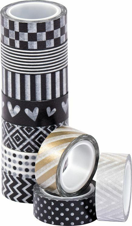 Washi-Tape-Set 10 Rollen schwarz/weiß