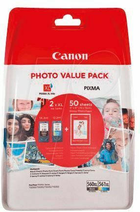 Canon PG560XL|CL561XL Photo Value Pack black|color + 4x6 Photo Paper (GP-50150)