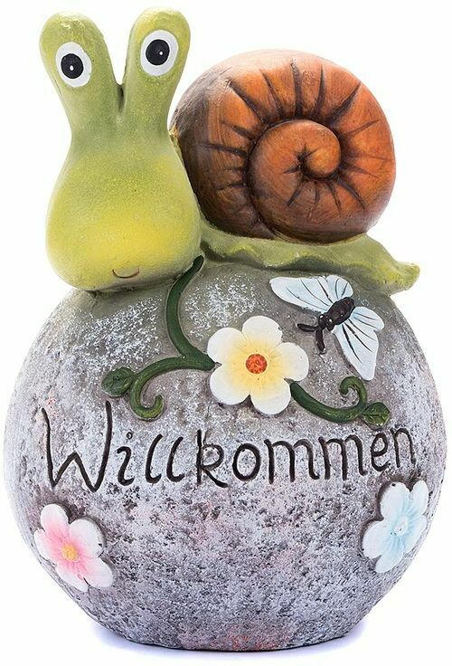 XXL Standdeko ”Schnecke - Willkommen” 37,5 cm grün