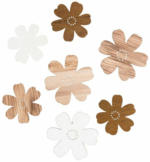 PAGRO DISKONT Streudeko ”Blumen” 18 Stück aus Holz braun/weiß