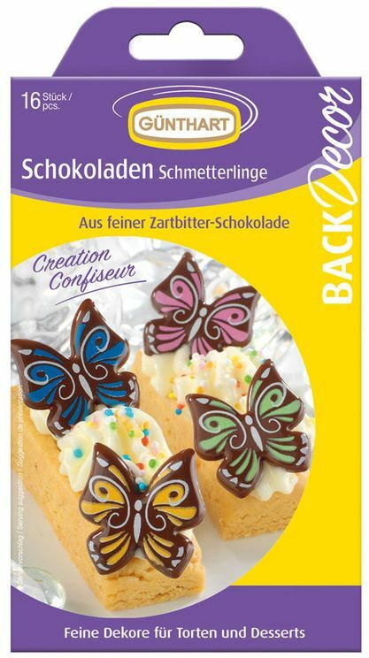 GÜNTHART Schokoladendekor ”Schmetterlinge” 16 Stück