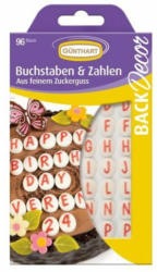 GÜNTHART Figuren aus Zuckerguss ”Buchstaben und Zahlen” 96 Stück