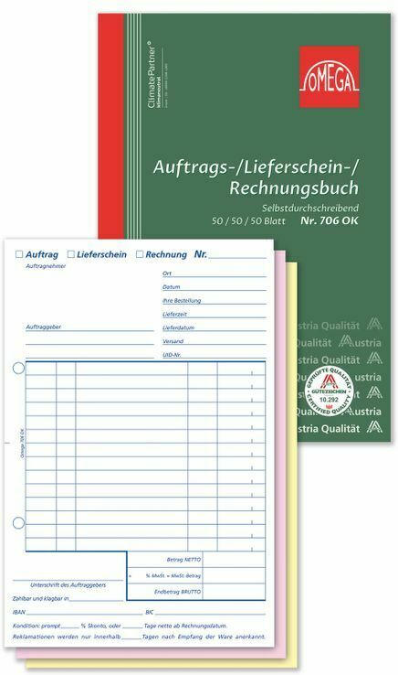 OMEGA DRUCK Auftrags-, Lieferschein-, Rechnungsbuch A5 3 x 50 Blatt