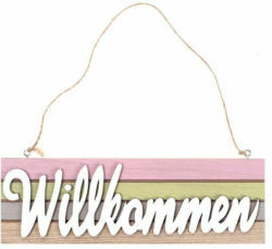 Dekoschild ”Willkommen” 24 cm bunt