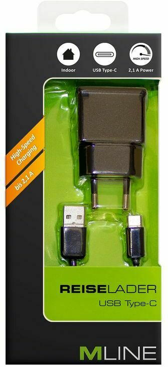 MLINE Reiselader & Datenkabel USB-C schwarz