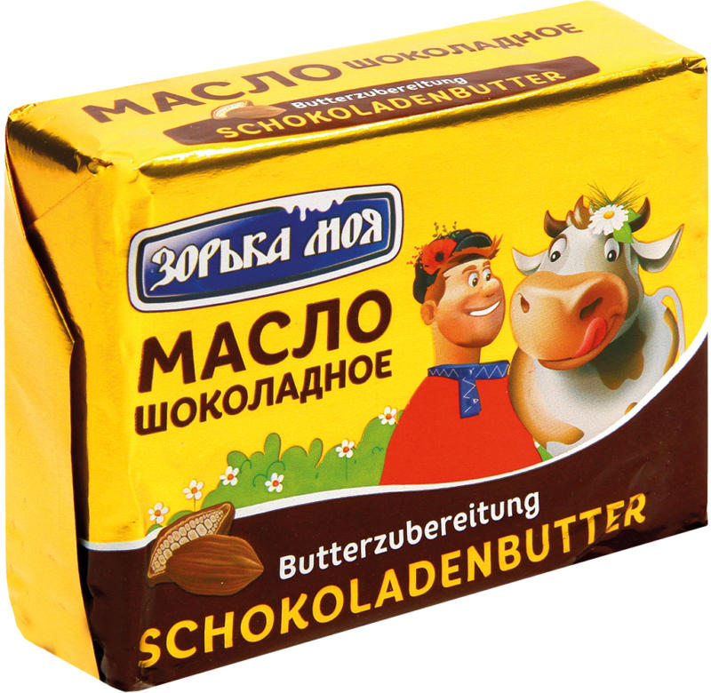 Butterzubereitung-Schokoladenbutter. Gesamtfettgehalt 65%, davon 64% Milchfettgehalt