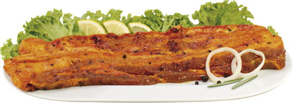 Schweinebauch mariniert in Scheiben