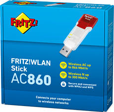 AVM FRITZ!WLAN Stick AC 860 - W-Lan USB-Adapter (Transparent/Rot)