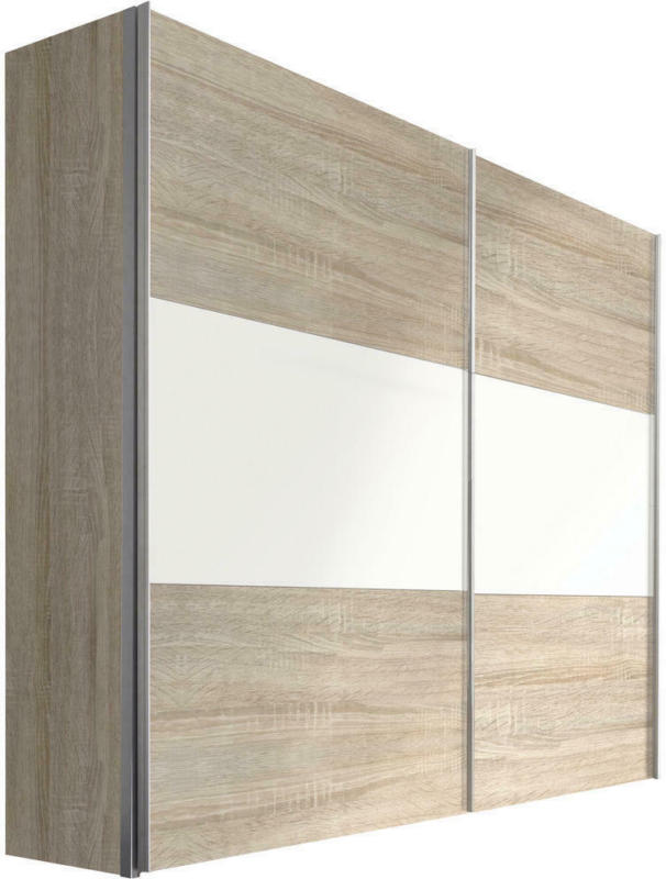 SchwebetÃŒrenschrank in WeiÃ, Eichefarben