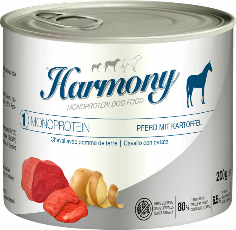 Harmony Dog Monoprotein Pferd mit Kartoffel 12x200g