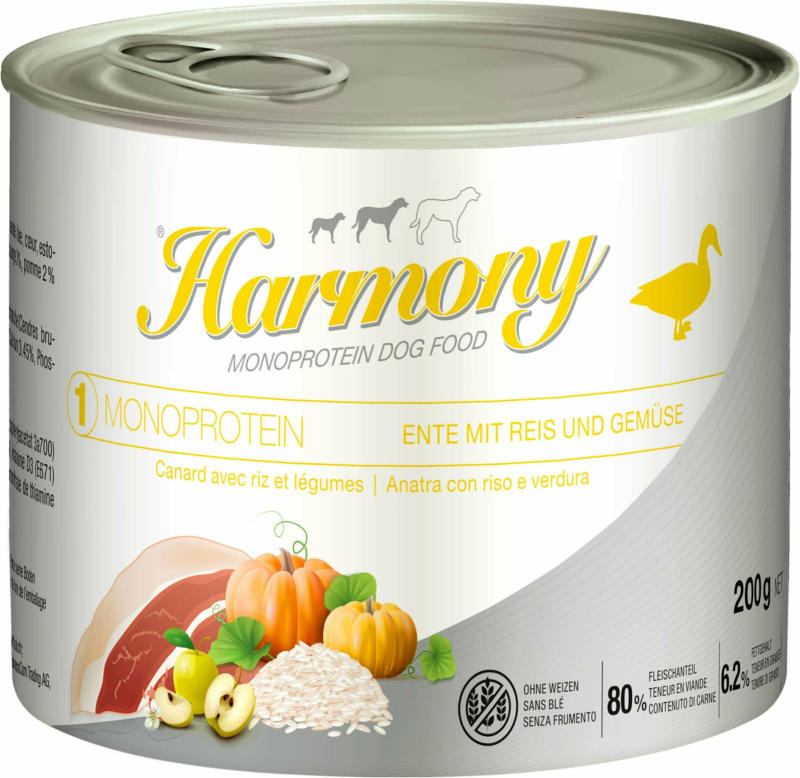 Harmony Dog Monoprotein Ente mit Reis & Gemüse 12x200g