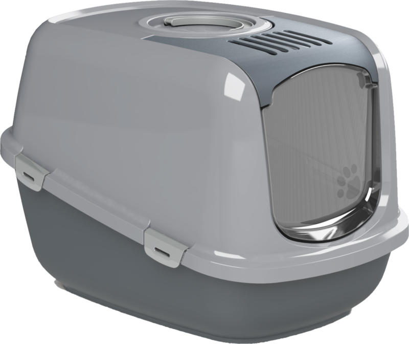 Chatnelle Toilettes pour chat EcoDome avec couvercle & grille, grises