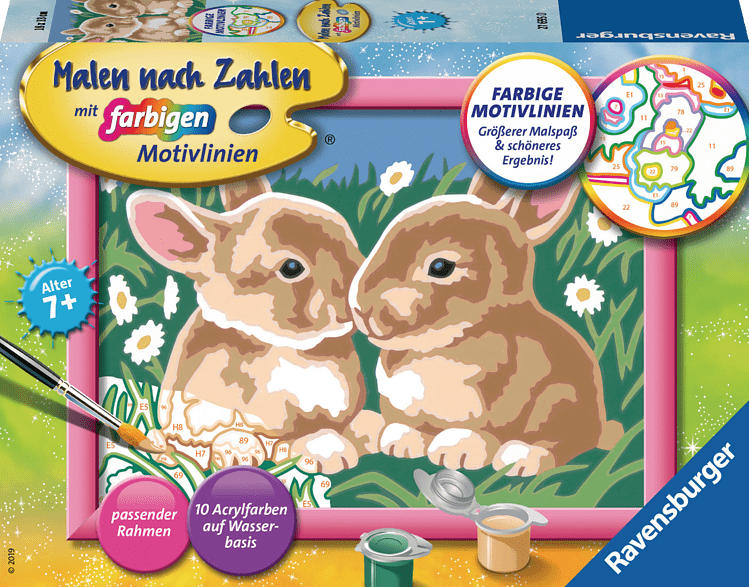 RAVENSBURGER Niedliche Häschen Malset, Mehrfarbig