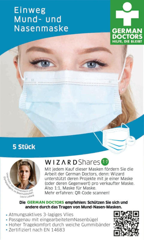 Wizard Medizinische Mundschutzmaske für Erwachsene, Einweg