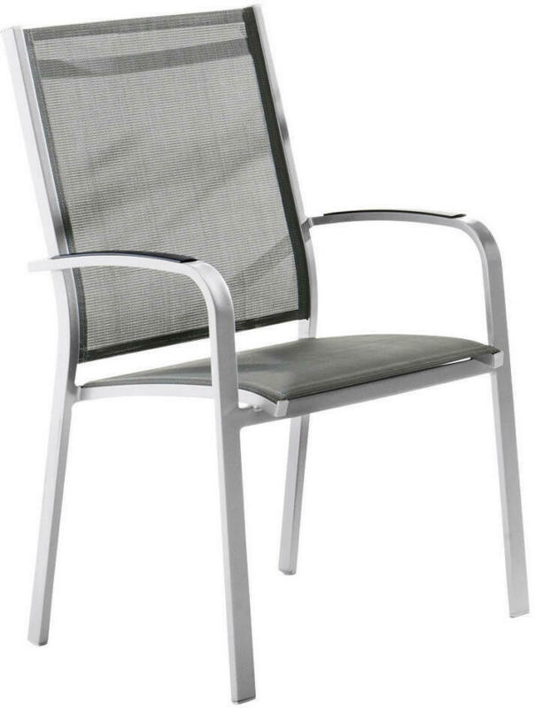 Stapelsessel in Metall, Textil Graphitfarben, Grau