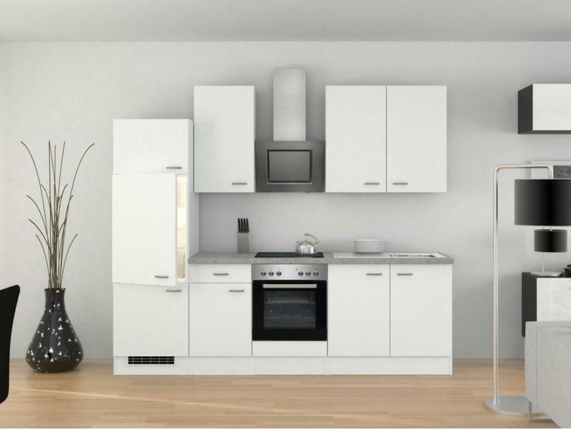 Küchenzeile Wito mit Geräten 270 cm Grau/Weiß Elegant