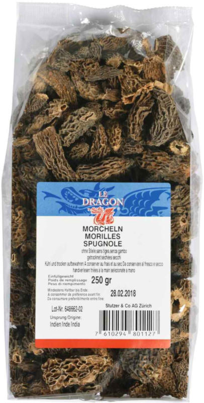 Le Dragon Morcheln getrocknet ohne Stiel 250 g -