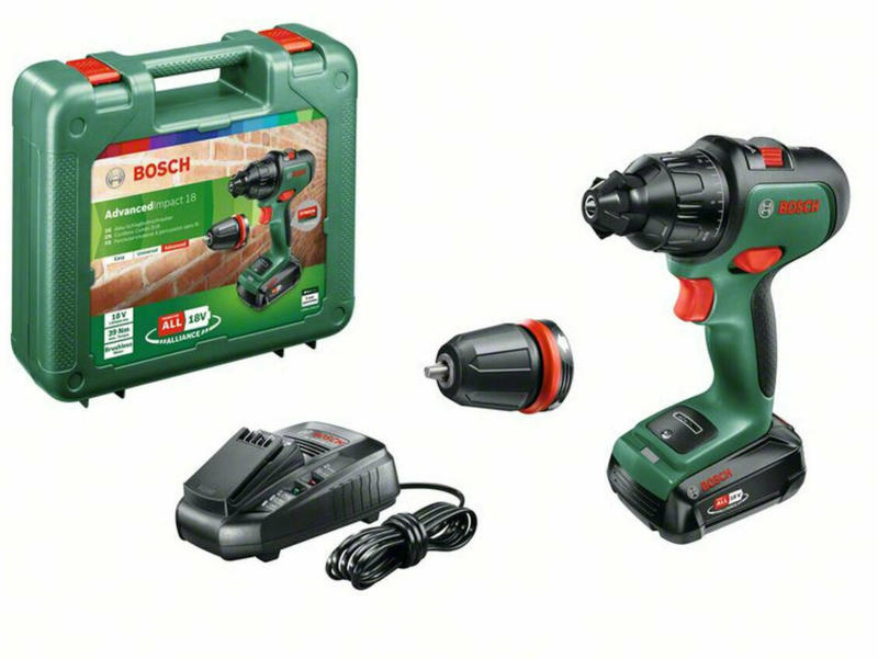 Akku-Schlagbohrschrauber-Set „AdvanceImpact 18“, 5-teilig 1x Schlagbohrschrauber, 1x Akku, 1x Ladegerät, 1x Schrauberbit, 1x Koffer