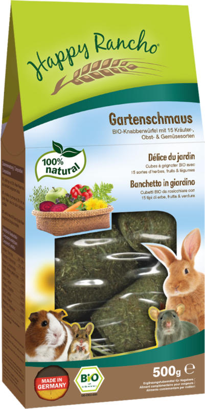 Happy Rancho BIO Délice du jardin snack pour rongeurs 500g