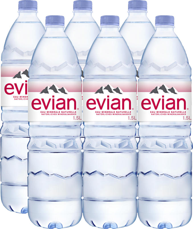 Evian Mineralwasser, ohne Kohlensäure, 6 x 1,5 Liter