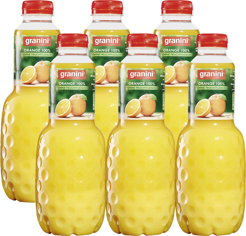 Jus d'orange Granini, sans pulpe, 6 x 1 litre