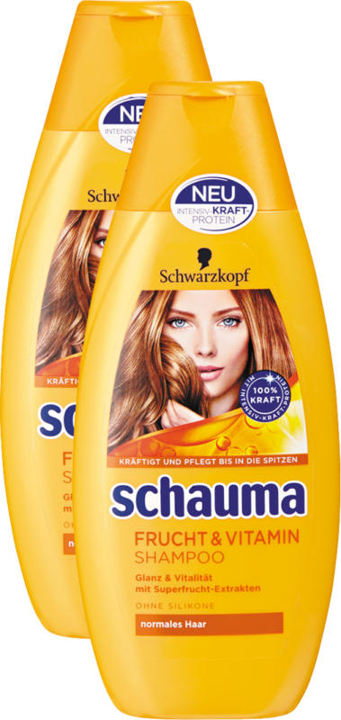 Shampoo Schauma Schwarzkopf, Frutta & Vitamina, 2 x 400 ml