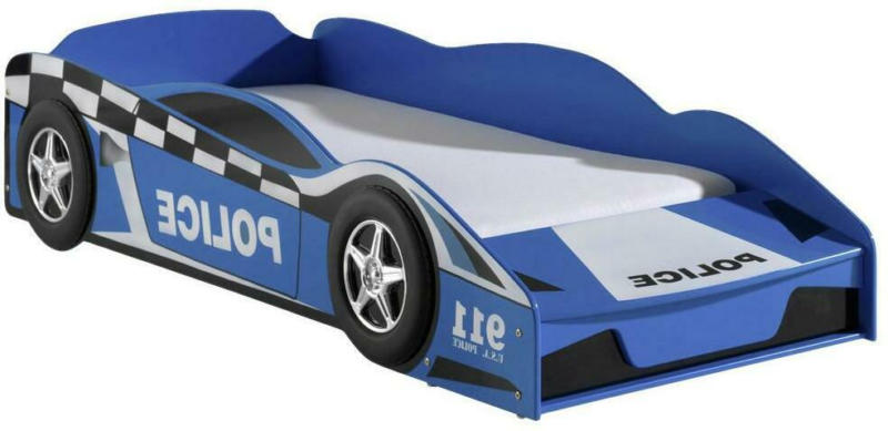 Autobett Police Car 70x140 Blau mit Bettkasten