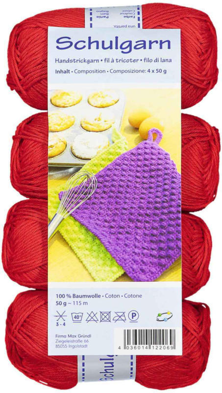 Gründl Schulgarn rot 4 x 50 g -