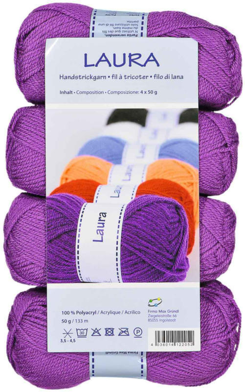 Gründl Handstrickgarn LAURA violett 4 x 50 g -