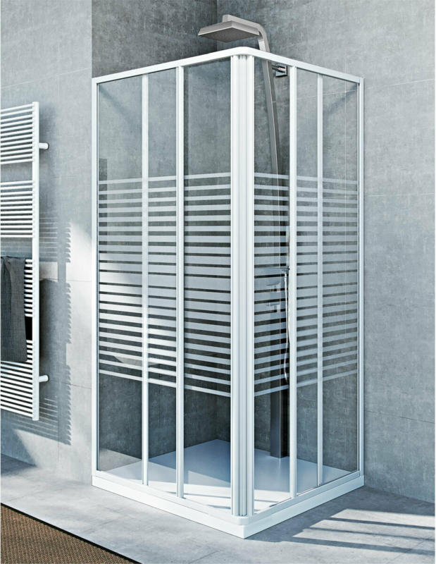 Eckdusche „Java“, 79-90x185x79-90 cm, mit Streifendekor