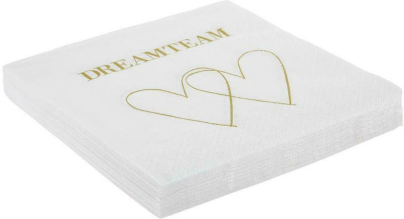 Serviette Dreamteam in Weiß/Gold