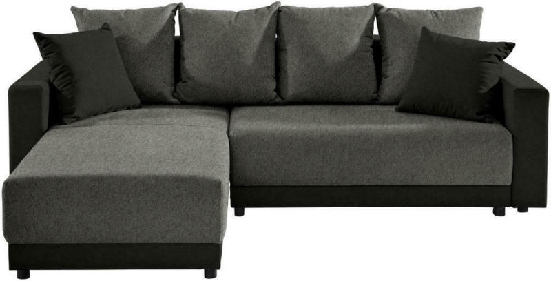 Wohnlandschaft in Textil Grau, Schwarz