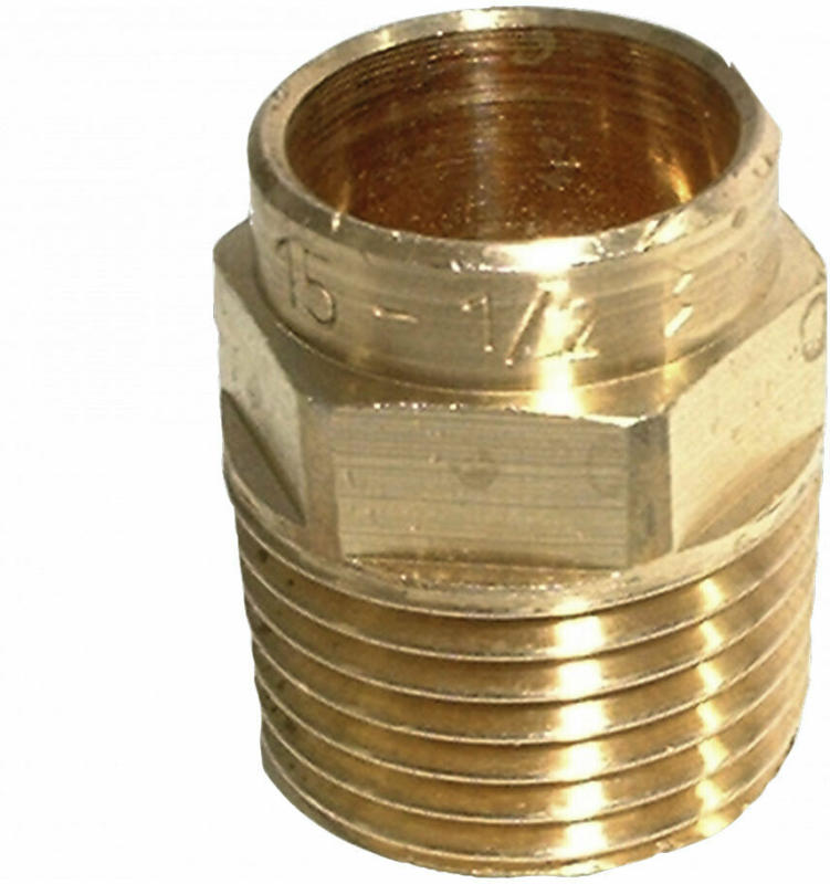 Rotguß Übergangsnippel 15 mm x 1/2" AG