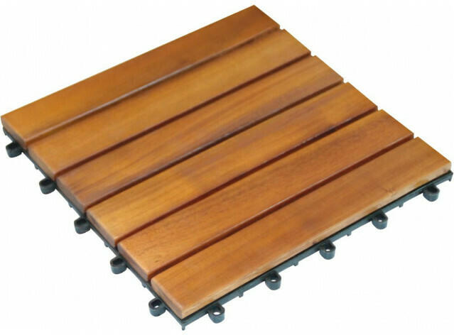 Holz-Terrassenfliese, 10-er Pack, Akazie, ca. 30 x 30 x 2,3 cm