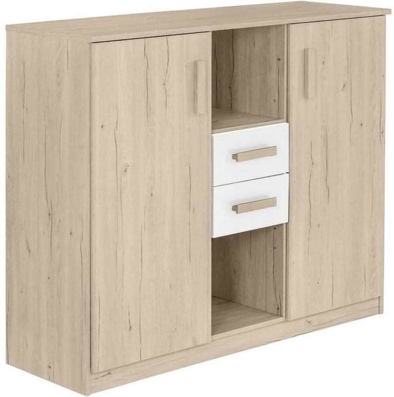 Kommode B 124cm Cariba, Eiche Dekor/Weiß