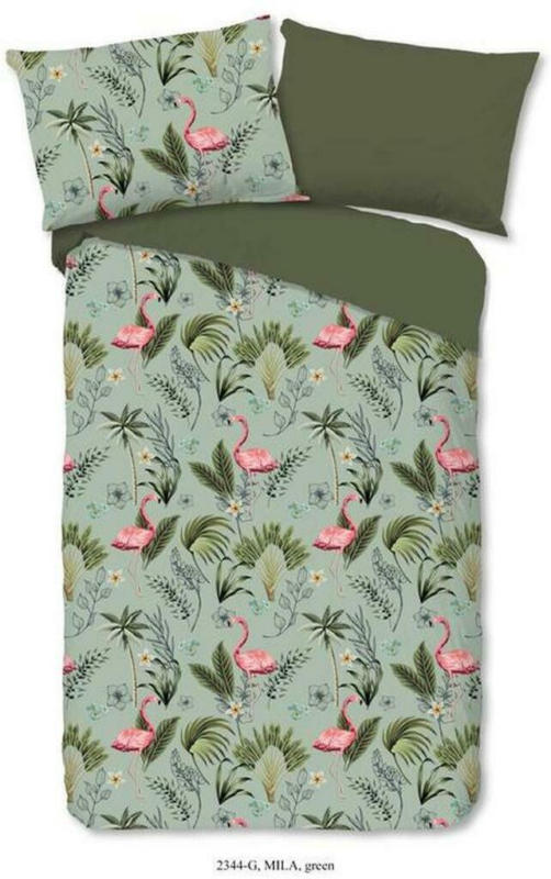 Bettwäsche Mila 140/200cm Grün/Flamingo