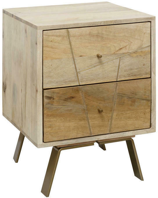 Nachtkästchen in massiv Mangoholz Braun